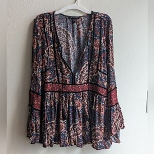American Eagle Outfitters Paisley Long Sleeve Top